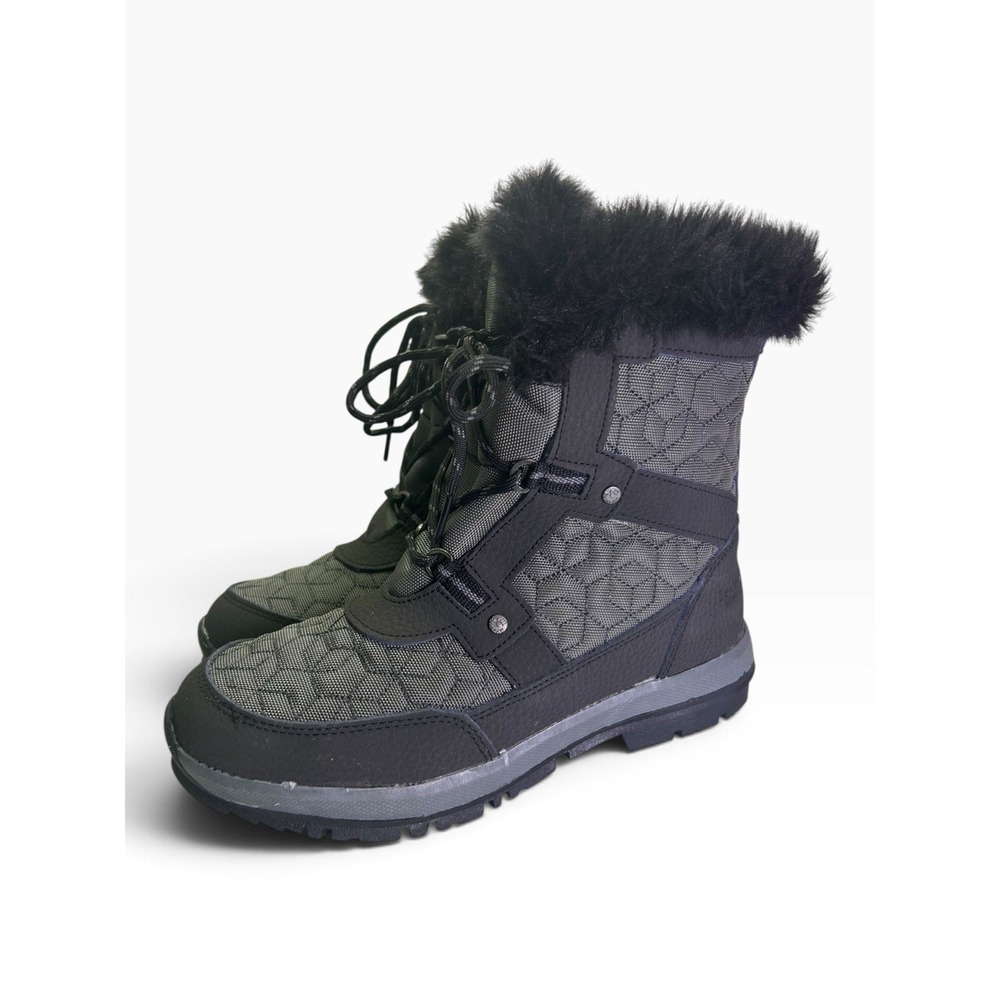 BEARPAW Marina Womens Waterproof Winter Snow Boots Black Gray Size 9 2150W